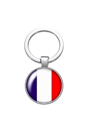 Fransa Bayrağı Metal Anahtarlık France Bayrak Büyüteç Camlı Metal Halka Ülke Anahtarlığı AKS-345