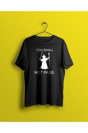 Unisex Siyah Gandalf - Yüzüklerin Efendisi Baskılı T-shirt SYHYCHYSEZO4001150