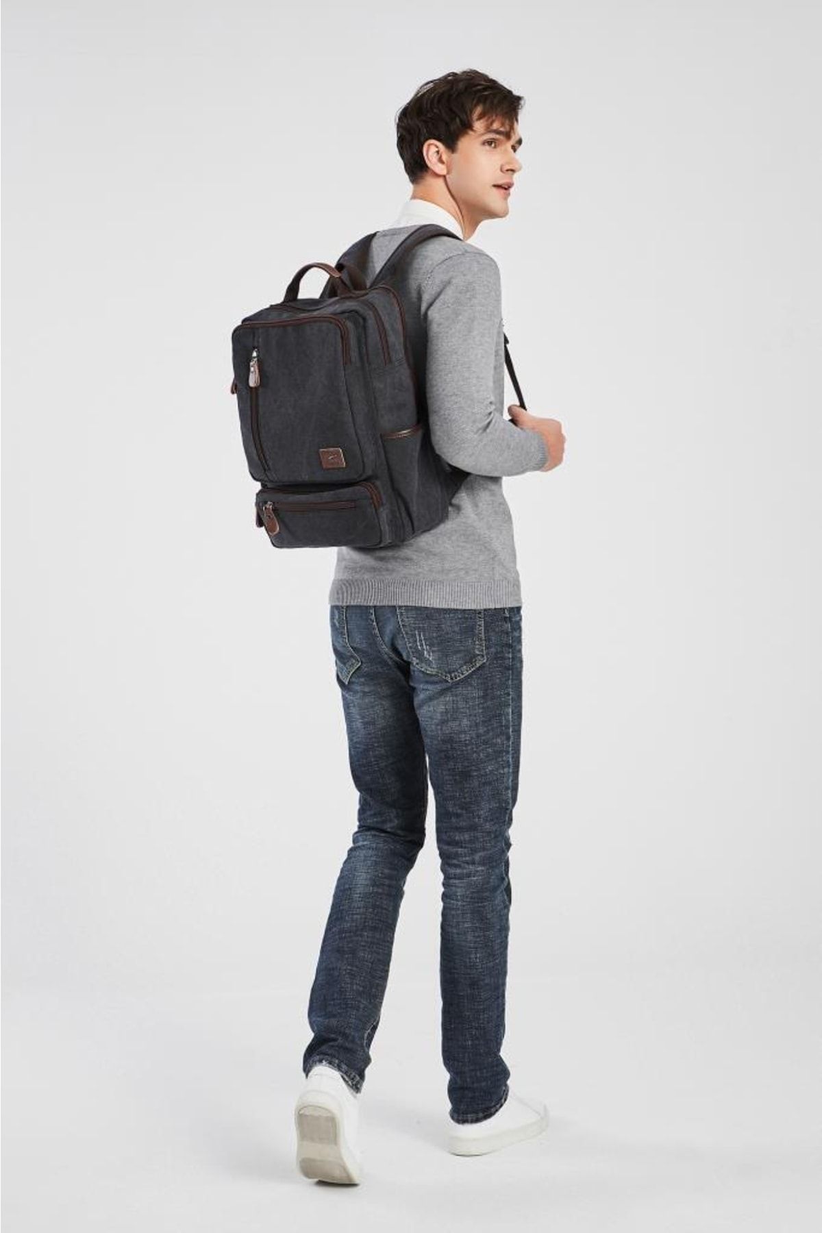 C-Active 1260 Kanvas Kumaş Büyük Boy Sırt Çantası - Gri