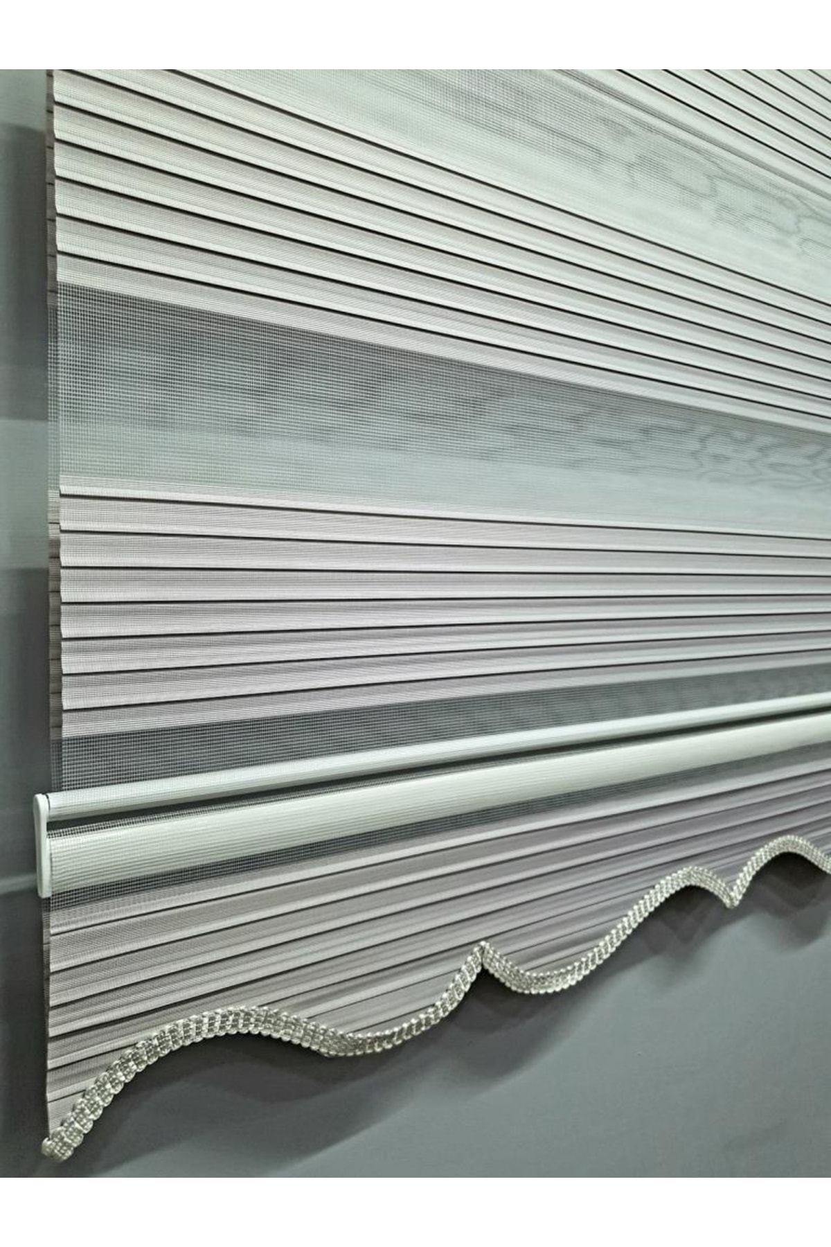Dark Cream Pleated Zebra Roller Blind Hard Plastic Case Pzp485