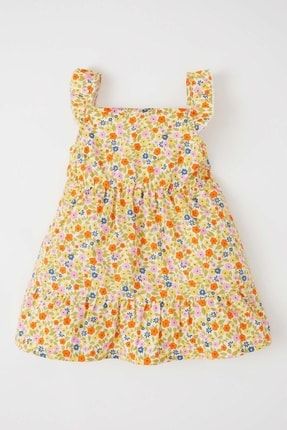Kız Bebek Çiçekli Askılı Poplin Elbise X9191A222SM
