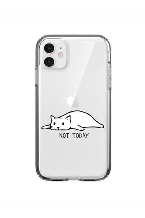 Beyaz Renkli Kedi Şeffaf Iphone 11 Telefon Kılıfı bnv5tfgvg