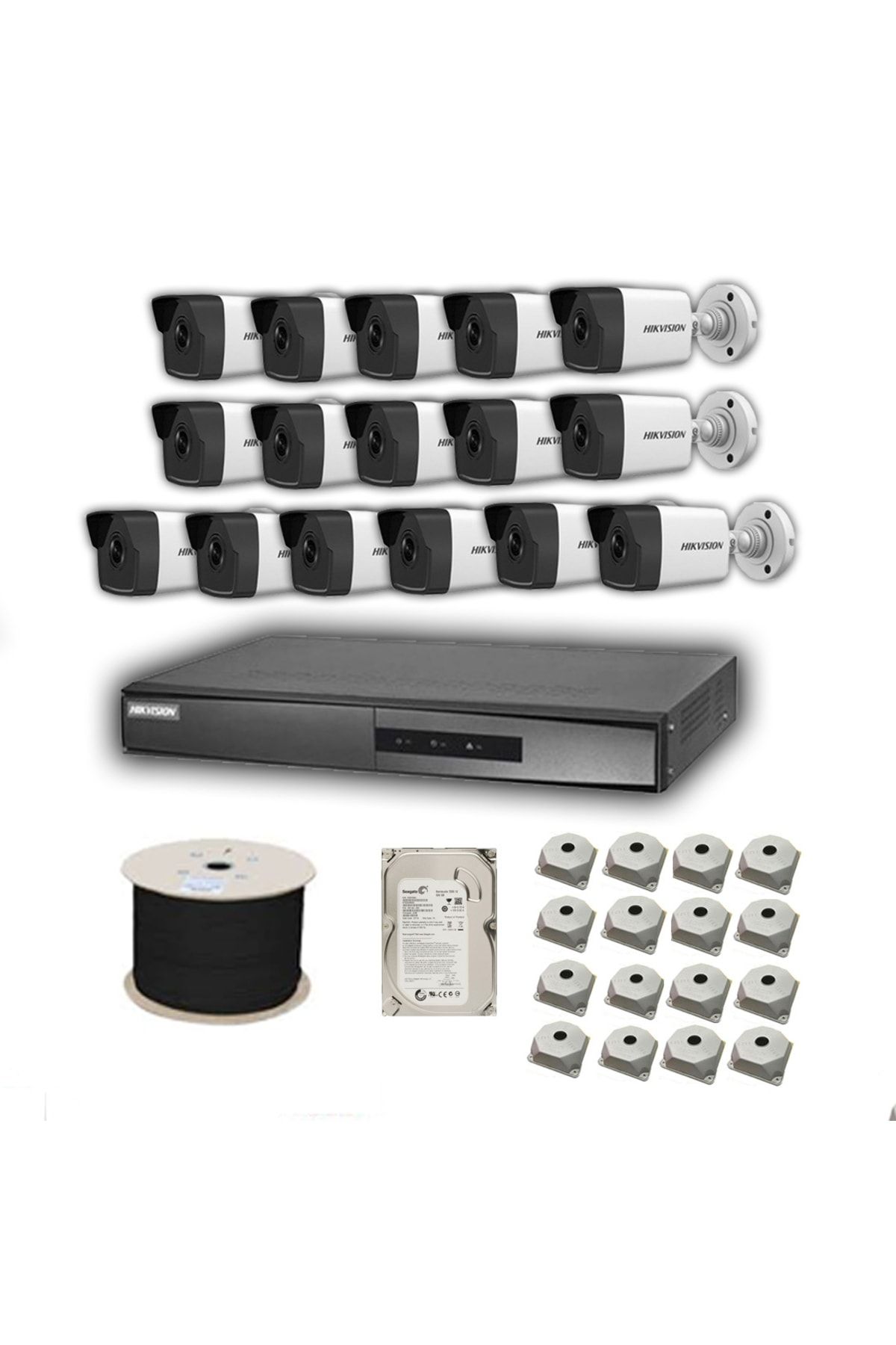 2mp Mikrofonlu 16 Kameralı 2tb Disk Tak Çalıştır Hazır Ip Kamera Seti