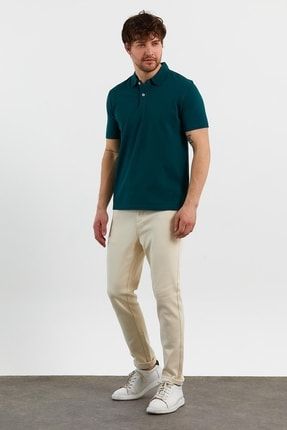 Erkek Basic Polo Yaka Tişört Regular Fit Yeşil 125MRTK