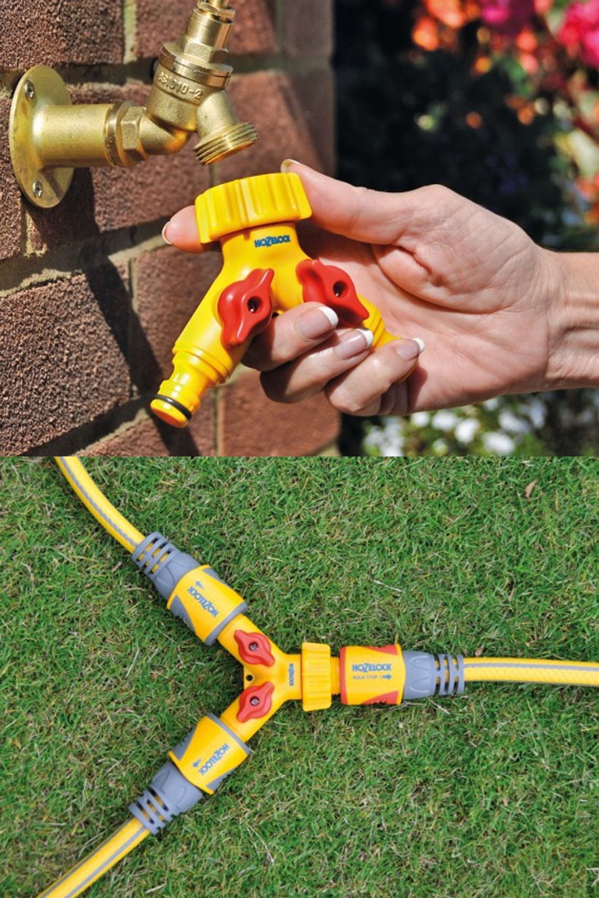 Binbirreyon-Double Outlet Valve Faucet Connection Apparatus Hozelock 1/2 - 3/4 Ae075 3