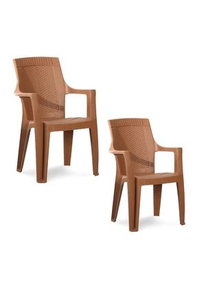 Gold Koltuk Açık Kahve - Plastik Bahçe Sandalyesi 2 Adet Hesapli413