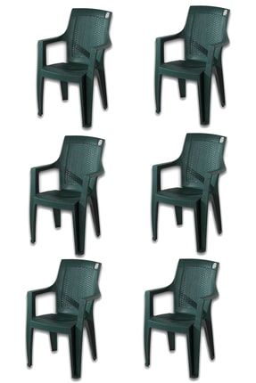 Gold Koltuk Yeşil- Plastik Bahçe Sandalyesi 6 Adet Hesapli4136
