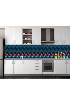 Renkli Dalgalar Desenli Mutfak Tezgah Arası Fayans Kaplama Sticker STMA001