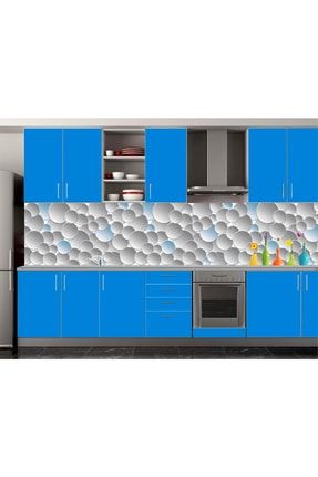 Düzensiz Halkalar Mavi Desenli Mutfak Tezgah Arası Fayans Kaplama Sticker STMA006