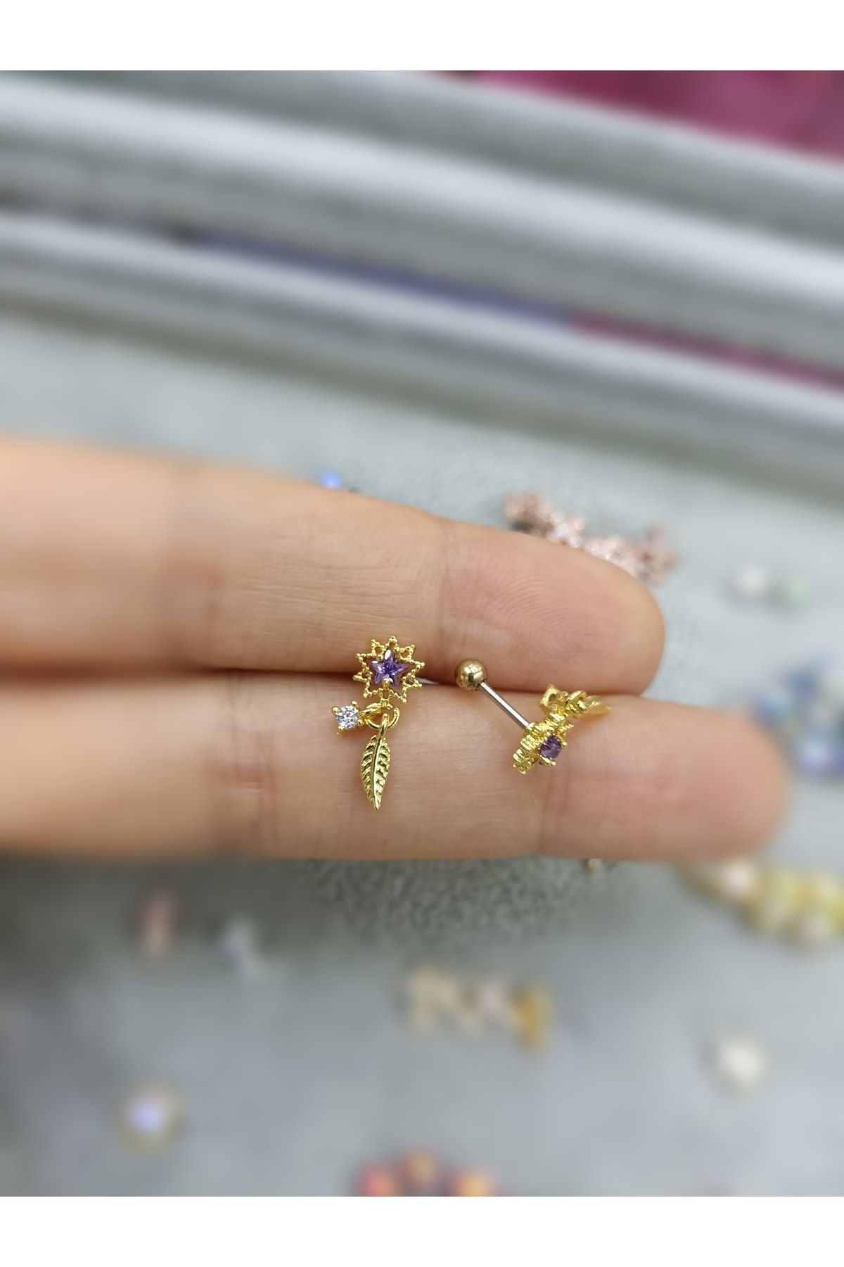 Cerrahi Çelik Tragus Kıkırdak Uyumlu Piercing