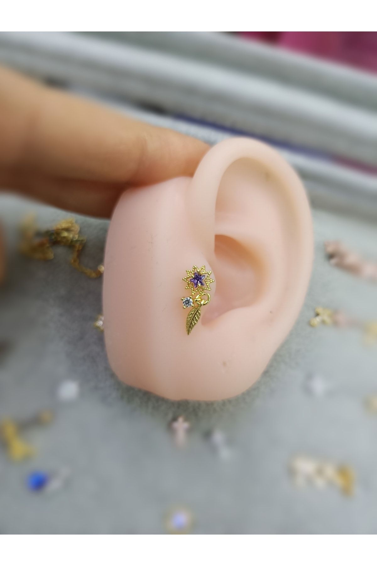 Cerrahi Çelik Tragus Kıkırdak Uyumlu Piercing