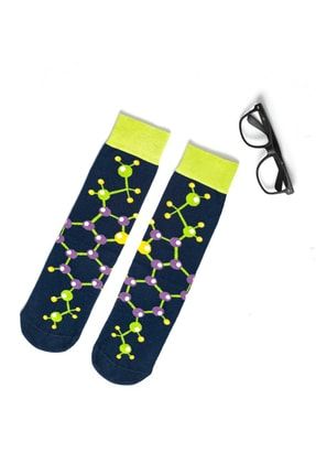 Molekül Desenli Lacivert Unisex Soket Çorap 204400004MOL