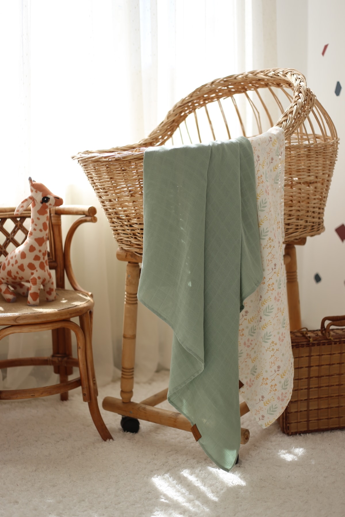 2-Piece Double-Layer Muslin Cover Set - Floral Collection