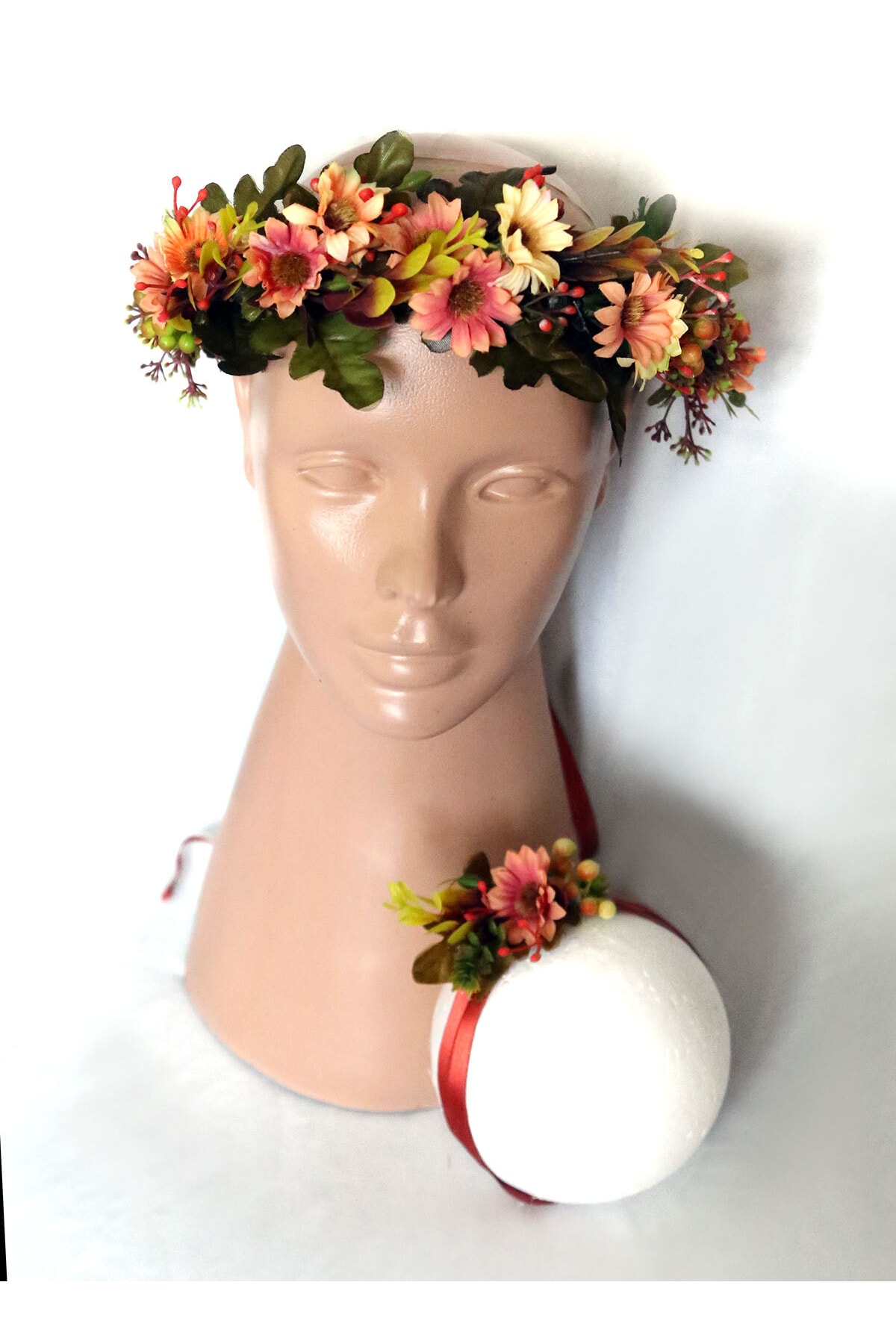 htk butik Çiçekli Taç, Anne Bebek Lohusa Tacı, Bebek Tacı, Bebek Saç Bandı, Lohusa Seti fotoğrafı 3 (önizleme)