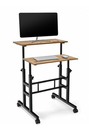 Yükseklik Ayarlı Bilgisayar/laptop Ve Çalışma Masası - Çam 60x60 (tekerli) c73