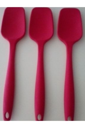 Bybirgül Büyük Boy Silikon Yanmaz Yapışmaz Düz Spatula Kırmızı 3lü Set Büyük boy Kırmızı silikon spatula