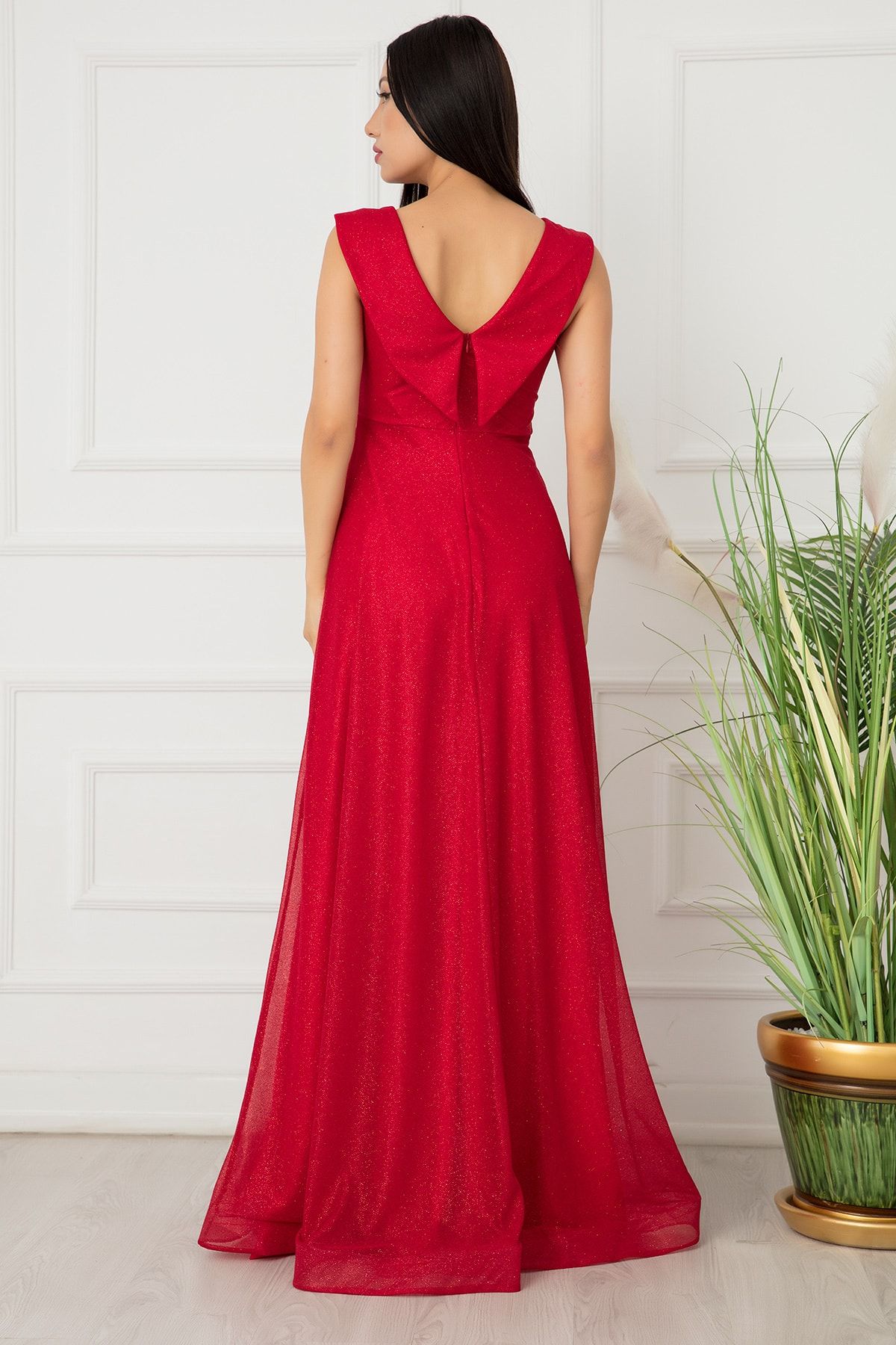 Debenhams red online evening dress