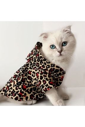 Kedi Köpek Kıyafeti Kırmızı Leoparlı Kapüşonlu Sweatshirt leopar sweet