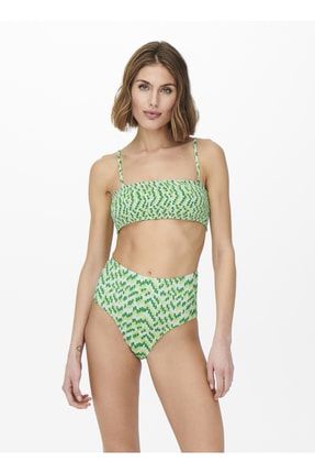 Onlamalie Smocklike Top Normal Kalıp Desenli Fıstık Yeşili Kadın Bikini Üst 5002825293