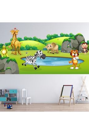Eğlenceli Orman Çocuk Tek Parça Çocuk Odası Duvar Resmi KTDOA1702