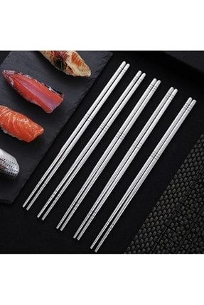 Kore Yemek Çubuğu Paslanmaz Metal Chopstick 5'li 00638