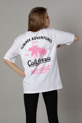 California Baskılı T-shirt - Beyaz 383-22Y13023.55