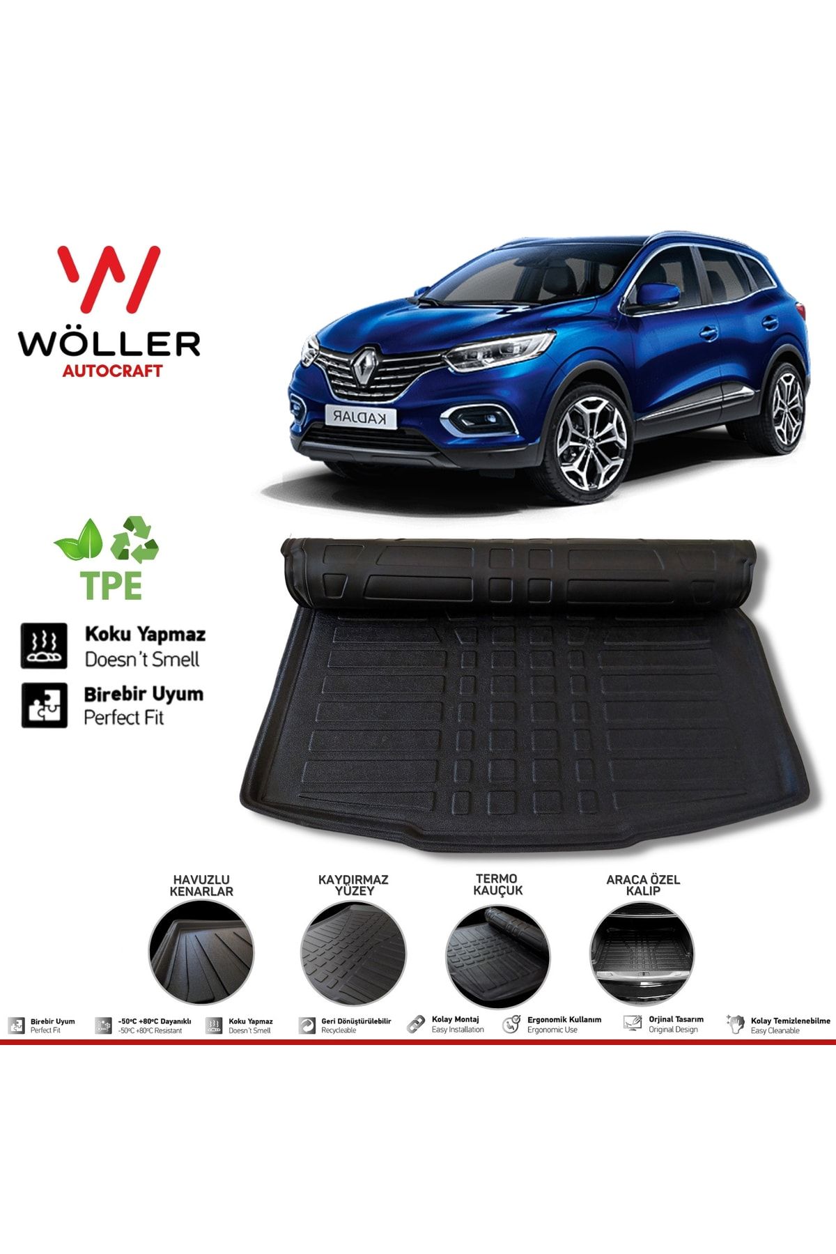 Багажный пул Wöller Renault Kadjar в период с 2015 по 2021 год 3d Ultraflex Flexible wöllerultraflex037