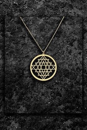 Altın Kaplama Gümüş Sri Yantra Kolyesi AMR000016