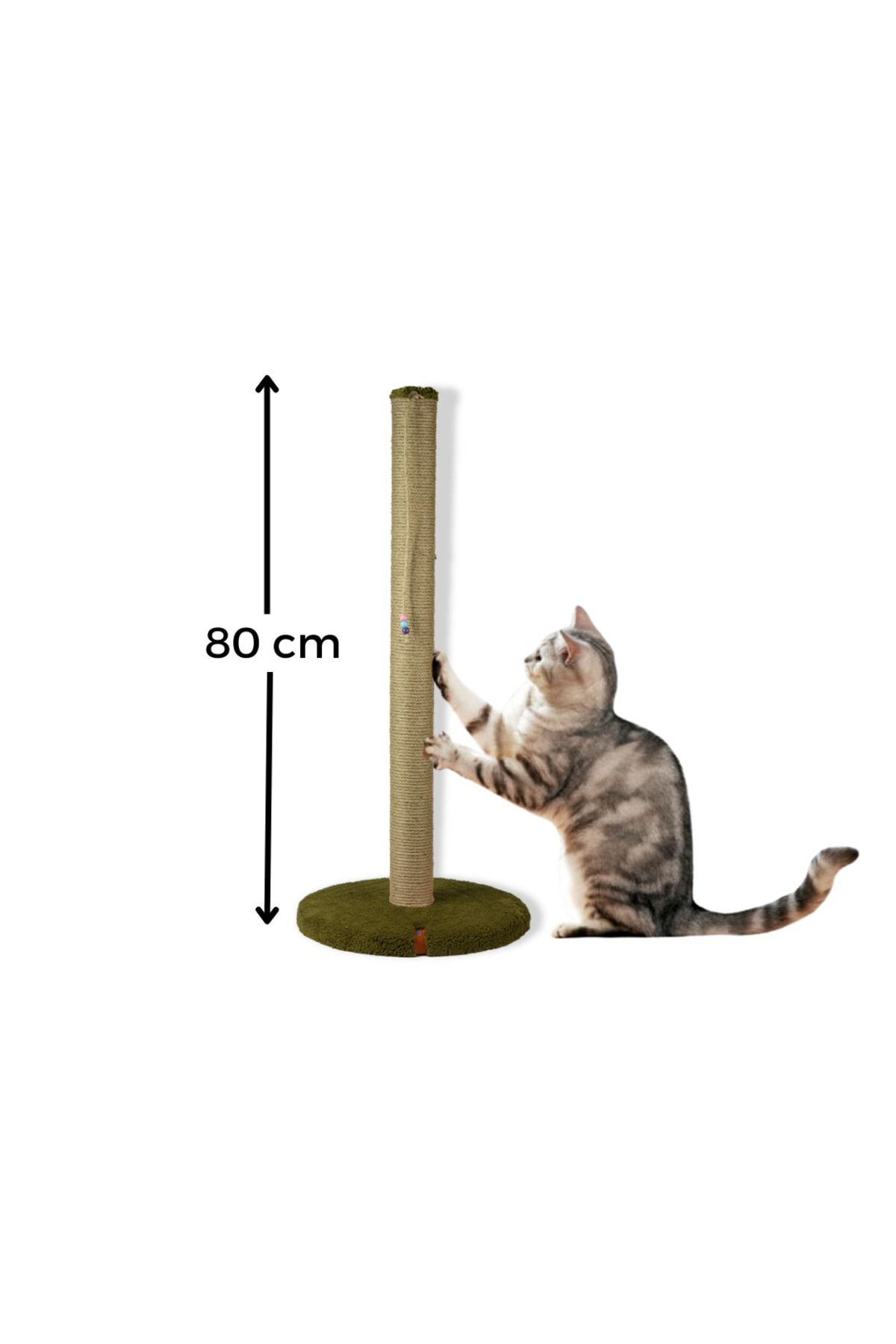 PUGALO-80 Cm Scratching Board Cylinder Base Long Catnip Scratching Board Green 2