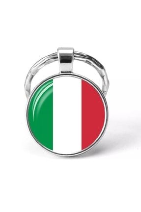 Italya Bayrağı Metal Anahtarlık Büyüteç Camlı Metal Halka Ülke Bayrak Anahtarlığı AKS-335
