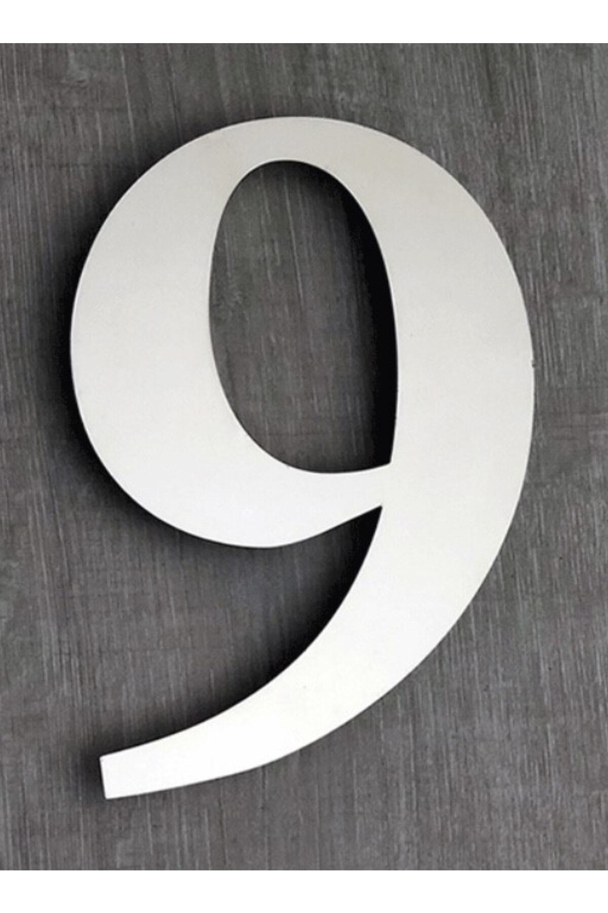 Stainless Steel Door Number 15 Cm No 9, Self Adhesive Door Number Roman Font