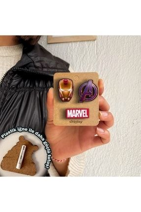 Marvel, Avengers, Ironman 3lü Baskılı Ahşap Mini Rozet Seti 00403