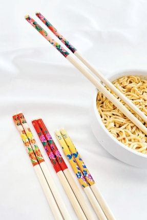 10 Çift - 20 Adet Yıkanabilir Organik Desenli Bambu Çin Yemek Çubuğu Chopsticks AASFOCYAYODBCY
