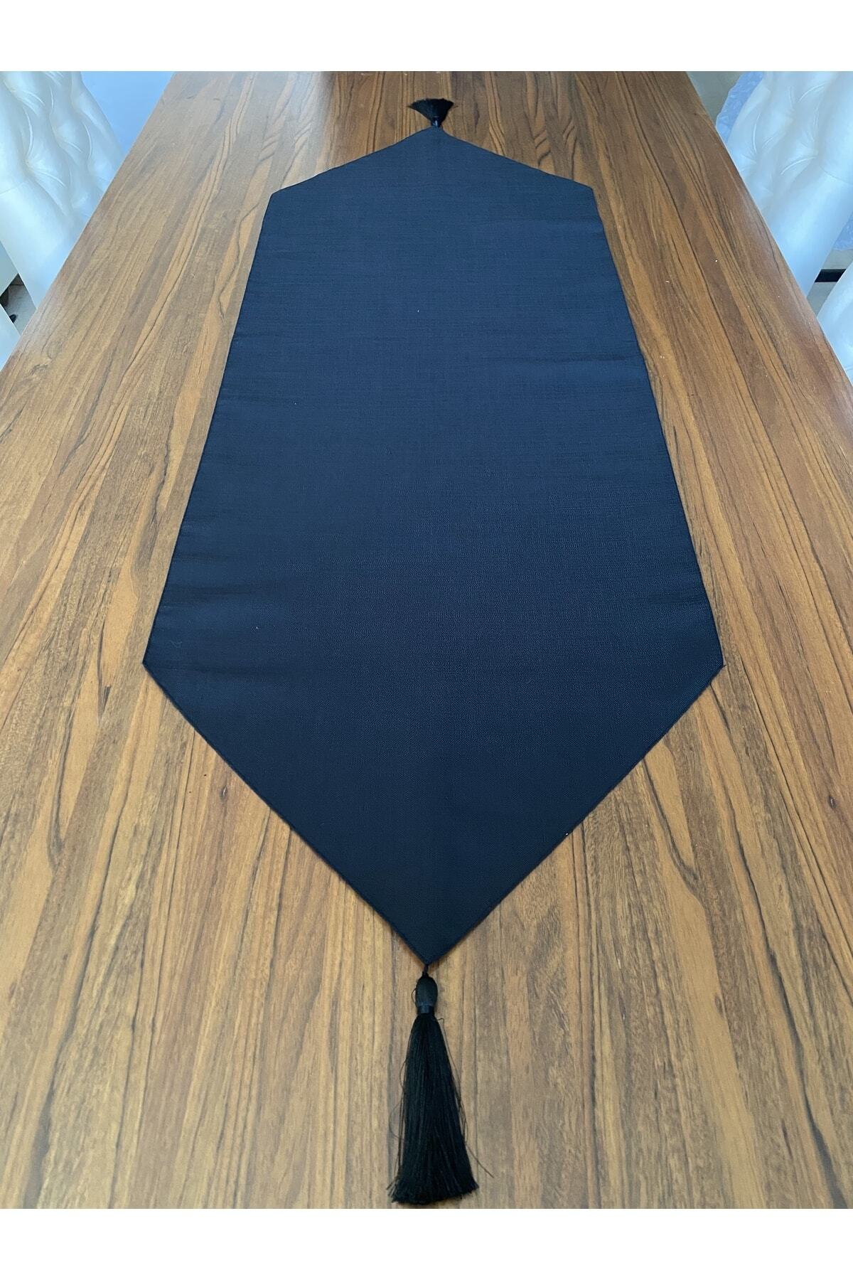 Black Color Linen Fabric Table Runner