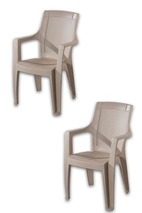 Gold Koltuk Vizon - Plastik Bahçe Sandalyesi 2 Adet Hesapli413