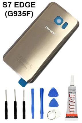 Samsung Galaxy S7 Edge G935f Arka Cam Kapak Batarya Pil Kapağı Gold Yapıştırıcı Tamir Seti S7EDGEG935F-1