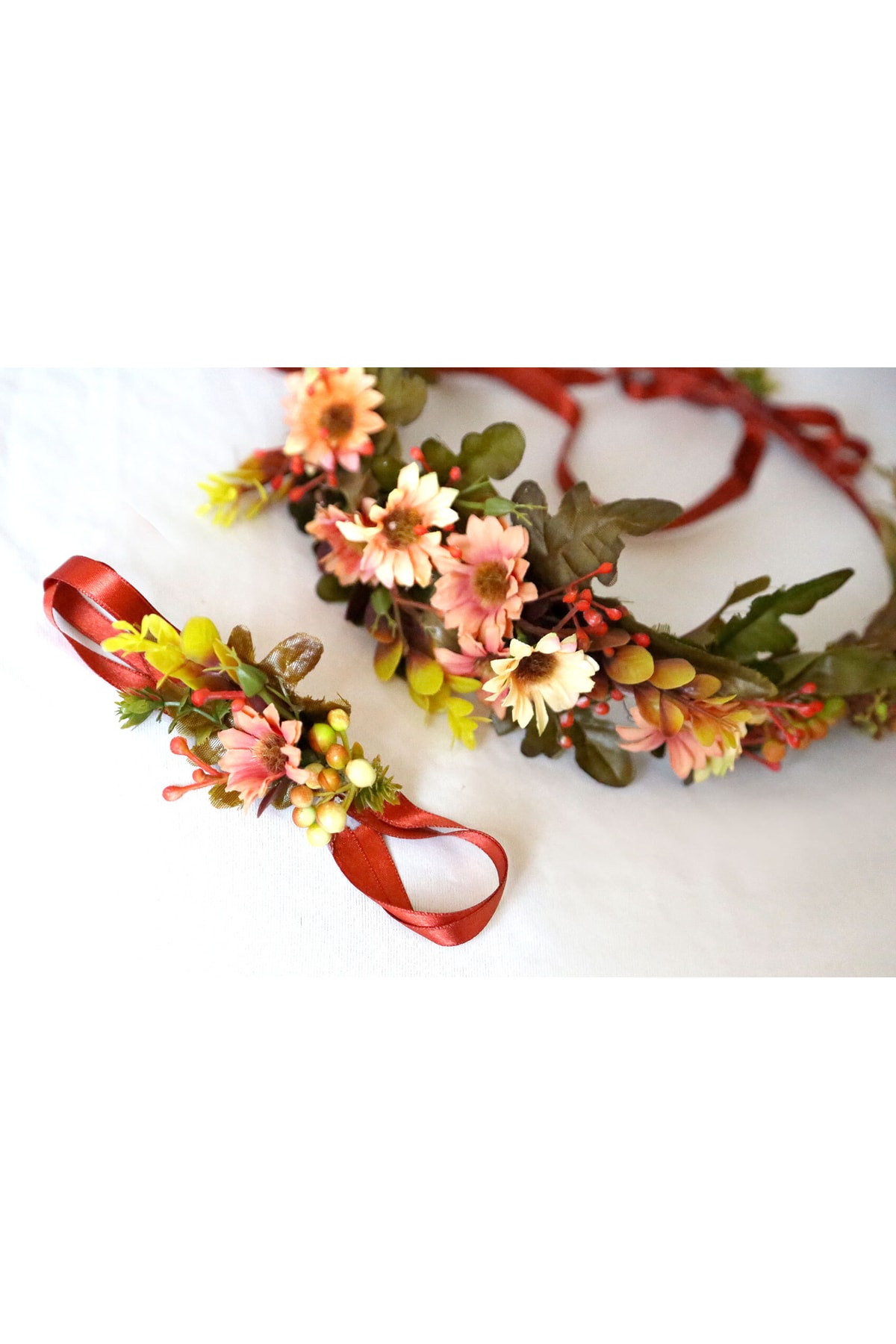 htk butik Çiçekli Taç, Anne Bebek Lohusa Tacı, Bebek Tacı, Bebek Saç Bandı, Lohusa Seti fotoğrafı 4 (önizleme)