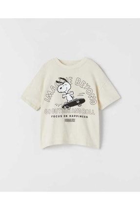 Çocuk Tshirt Snopy Baskılı Ön Ve Sırt Baskılı Oversize Tshirt 8795-12