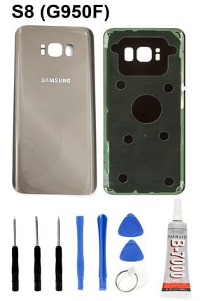 Samsung Galaxy S8 G950f Arka Cam Kapak Batarya Pil Kapağı Gold Yapıştırıcı B7000 Tamir Seti S8G950F-3