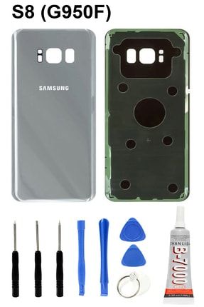 Samsung Galaxy S8 G950f Arka Cam Kapak Batarya Pil Kapağı Gri Yapıştırıcı B7000 Tamir Seti S8G950F-4