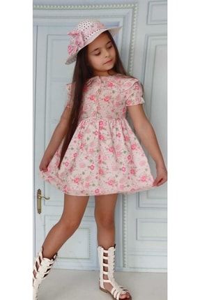 Muhteşem Kalite Elbise Kız Çocuk Cıvıl Cıvıl Trend Ürün Şapka Dahil Kumaş Mosd Krep TFY22099