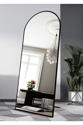 180x70 Cm Siyah Metal Çerçeveli Influencer Ve Ayaklı Boy Aynası blackınflu
