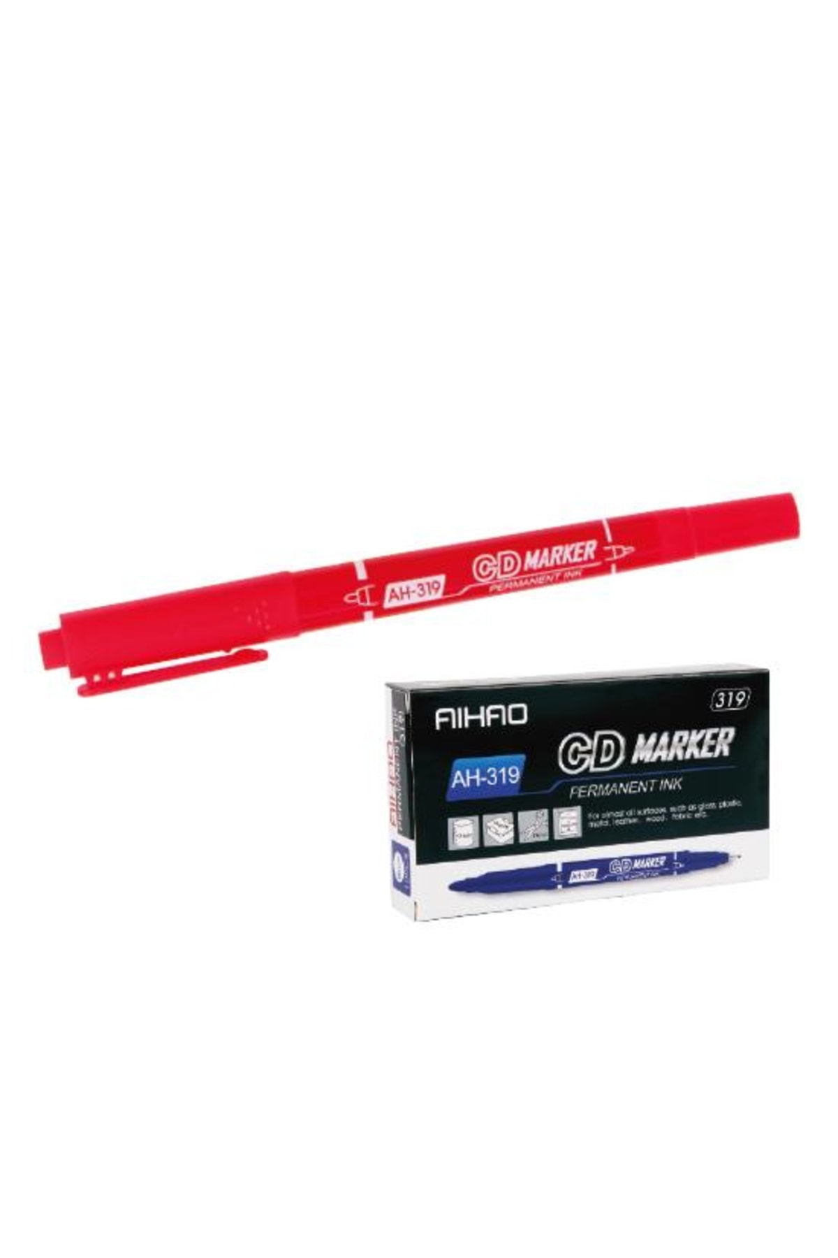 Aihao 319 Çift Taraflı Cd Kalemi Kırmızı