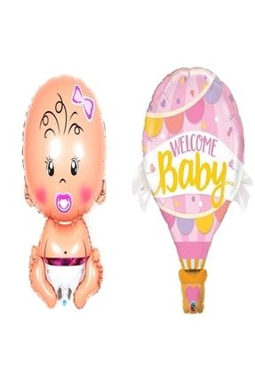 Kız Bebek Welcome Baby Balon Seti 2 Adet Balon Yeni Doğum Parti welcomesetp