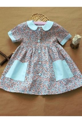 Çiçek Desenli Poplin Kumaş Kız Çocuk Elbisesi adsh2022011