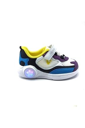 Mor Beyaz Işıklı Cırtlı Çocuk Sneaker Ayakkabı VC2221139