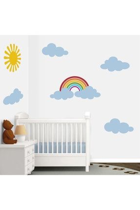 Gökkuşağı Güneş Ve Bulutlar Bebek Çocuk Odası Duvar Sticker KTDOA3645