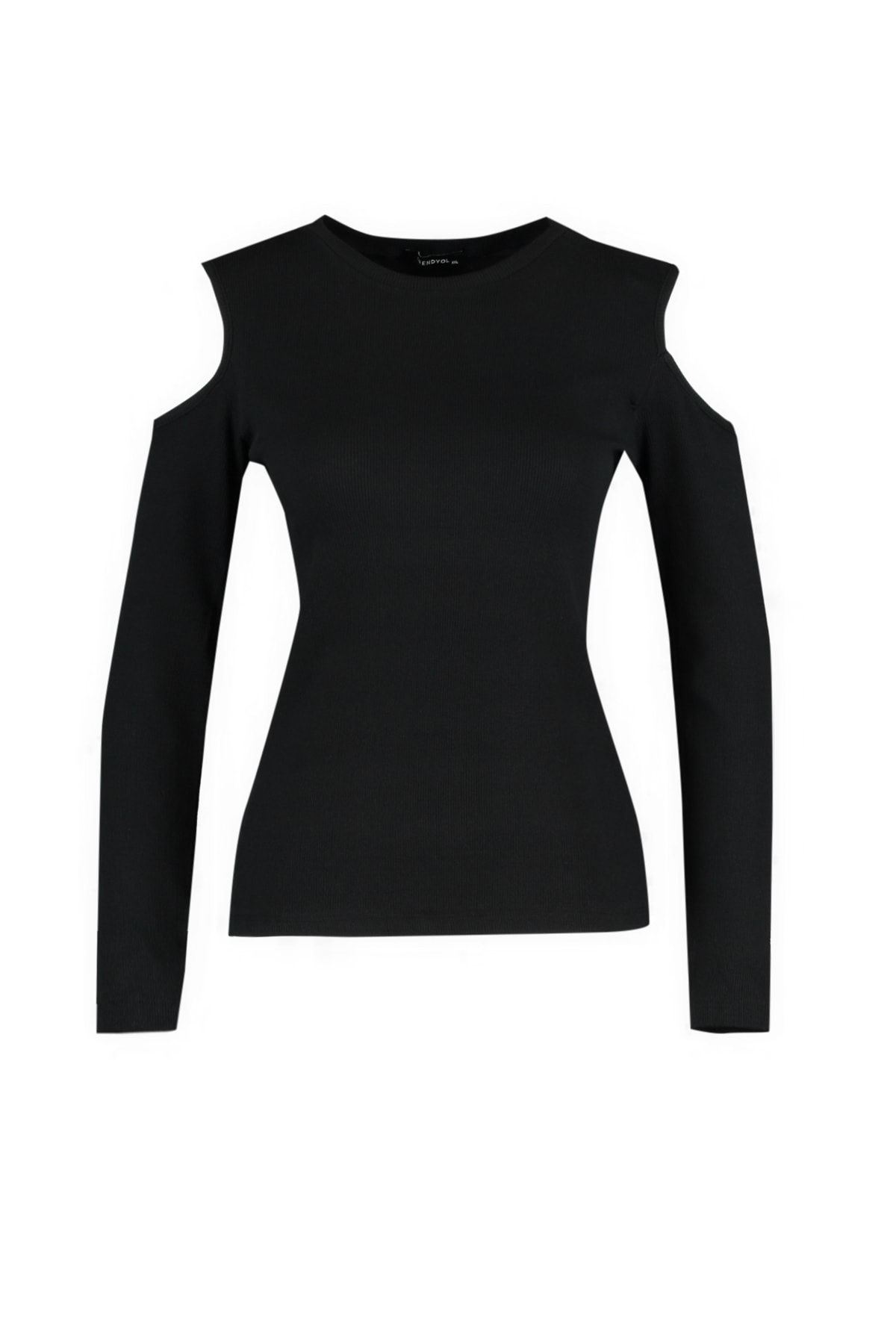 Trendyol Curve-Black Shoulder Detailed Knitted Blouse TBBSS22AF0045 6