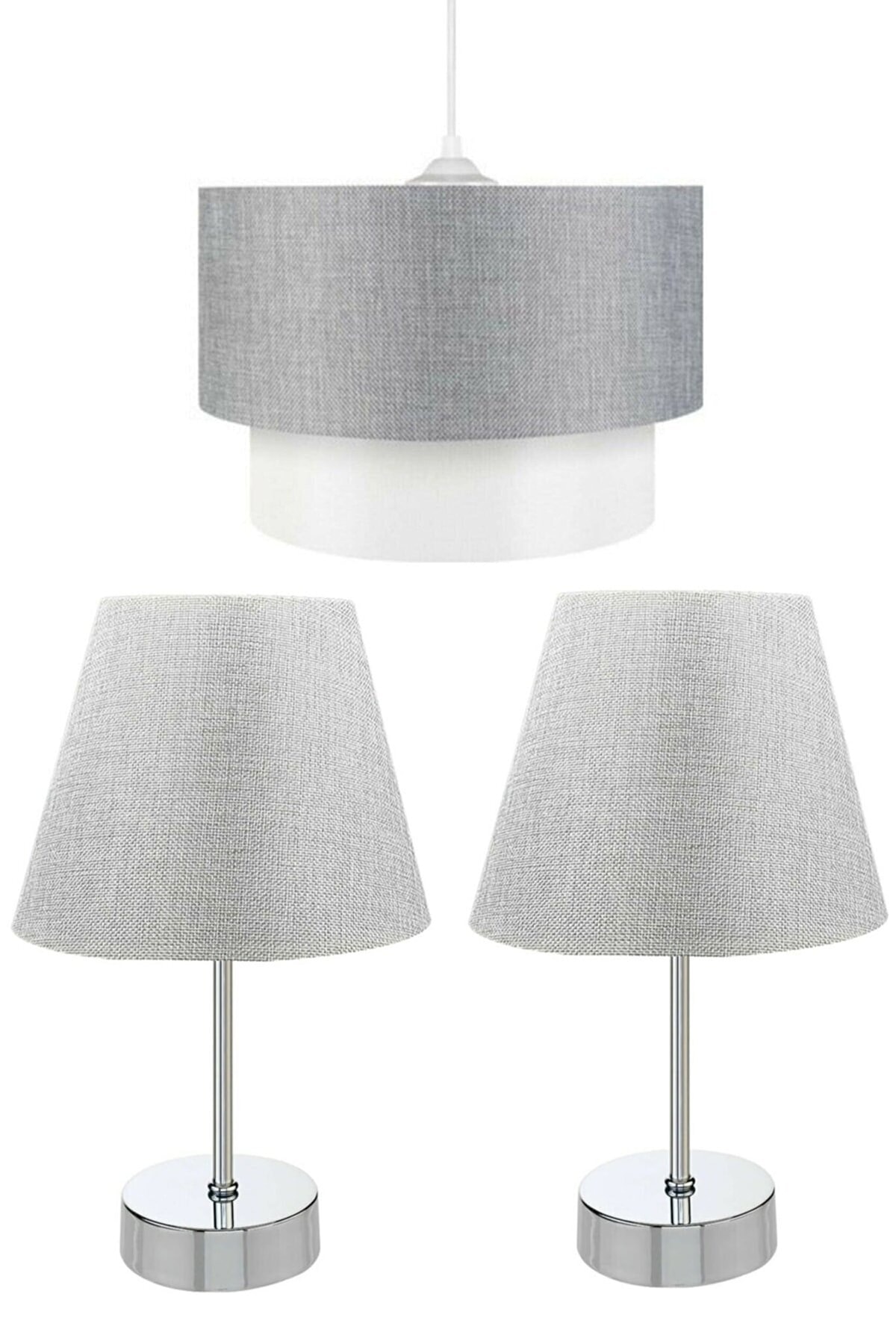 3-Piece Set Lampshade on Chandelier and Nightstand
