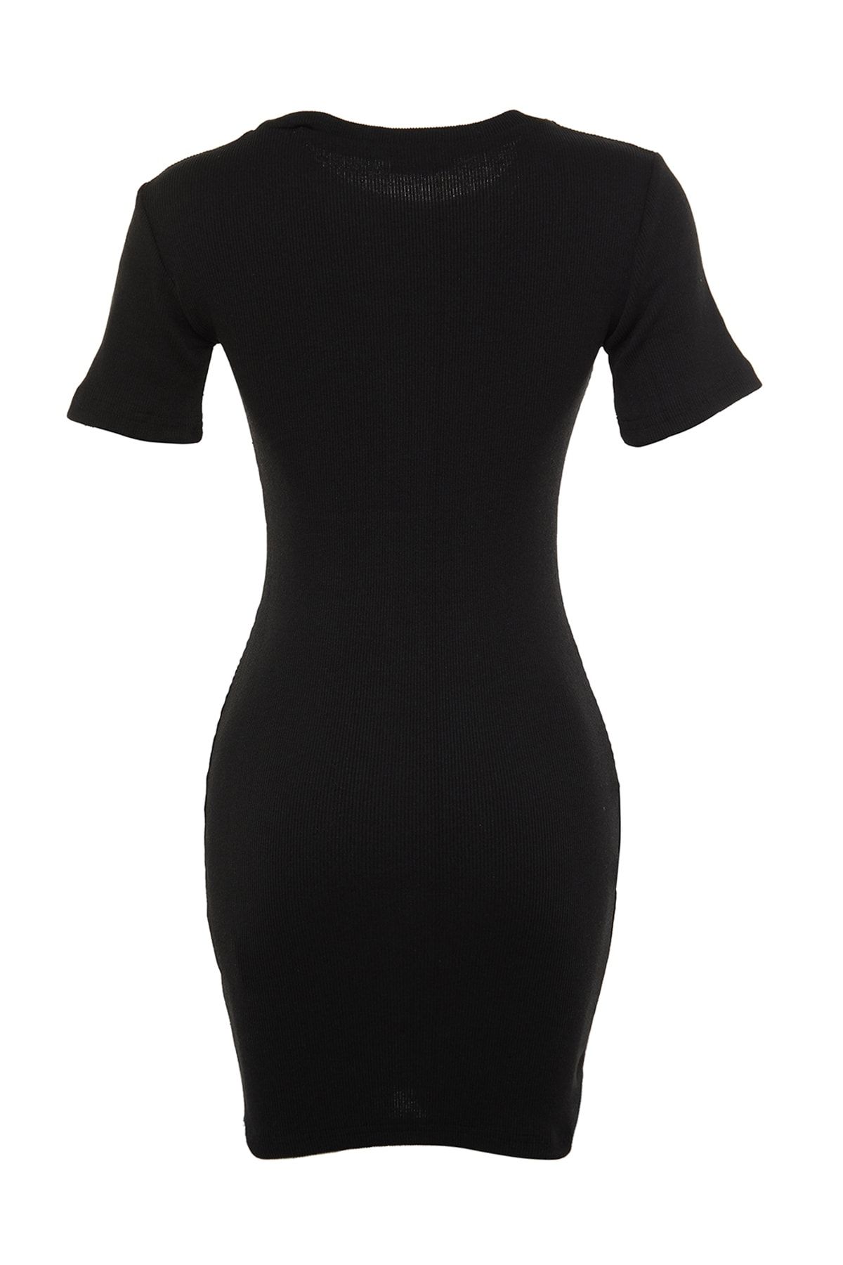 Trendyol Collection-Black Fitted Mini Crew Neck Ribbed Flexible Knitted Pencil Dress TWOSS19AD0053 8